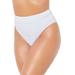 Plus Size Women's High Waist Cheeky Bikini Brief by Swimsuits For All in White (Size 4)