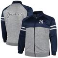 Men's Navy/Heather Gray New York Yankees Big & Tall Raglan Full-Zip Track Jacket