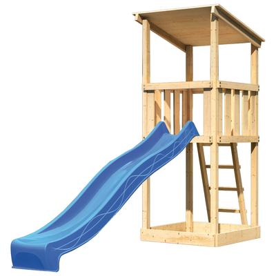 Spielturm KONIFERA "Anna", beige (natur, blau), Spieltürme, KinderB:107cm H:270cm T:107cm, Holzwerkstoff, BxTxH: 107x107x270 cm, B:107cm H:270cm T:107cm