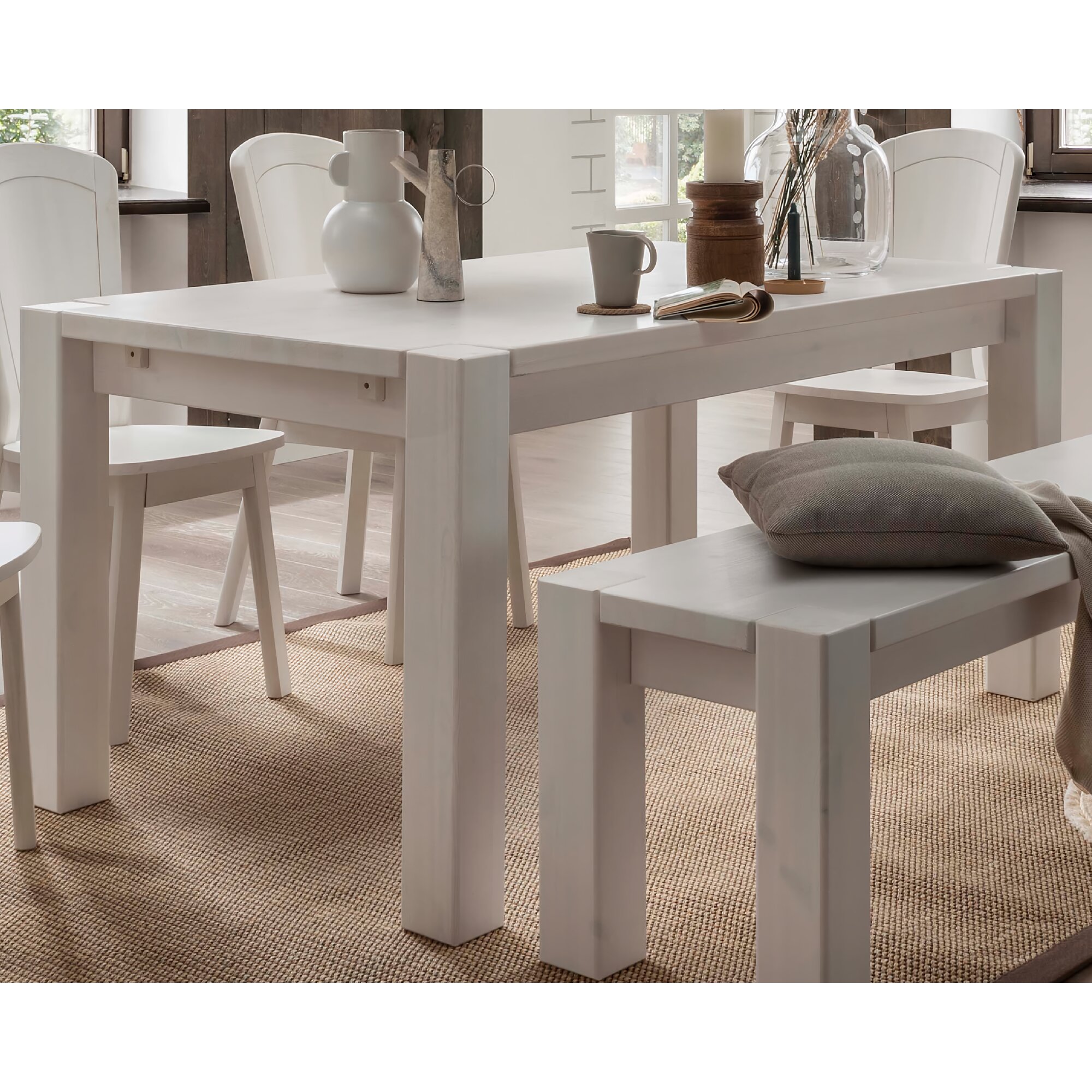 MassivHolz »Vita« Esstisch weiß Esstisch / 160x90 cm