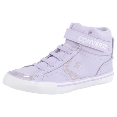 Sneaker CONVERSE "PRO BLAZE STRAP 1V EASY-ON GLITTER" Gr. 35, lila (violet) Kinder Schuhe Bekleidung