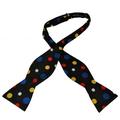 Black, Royal Blue, Red, Gold & Silver Polka DotSelf Tie Silk Bow Tie