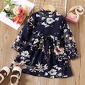 Toddler Girl Sweet Floral Print Mock Neck Belted Chiffon Dress