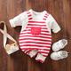 100% Cotton Stripe Print Long-sleeve Baby Navy White Jumpsuit