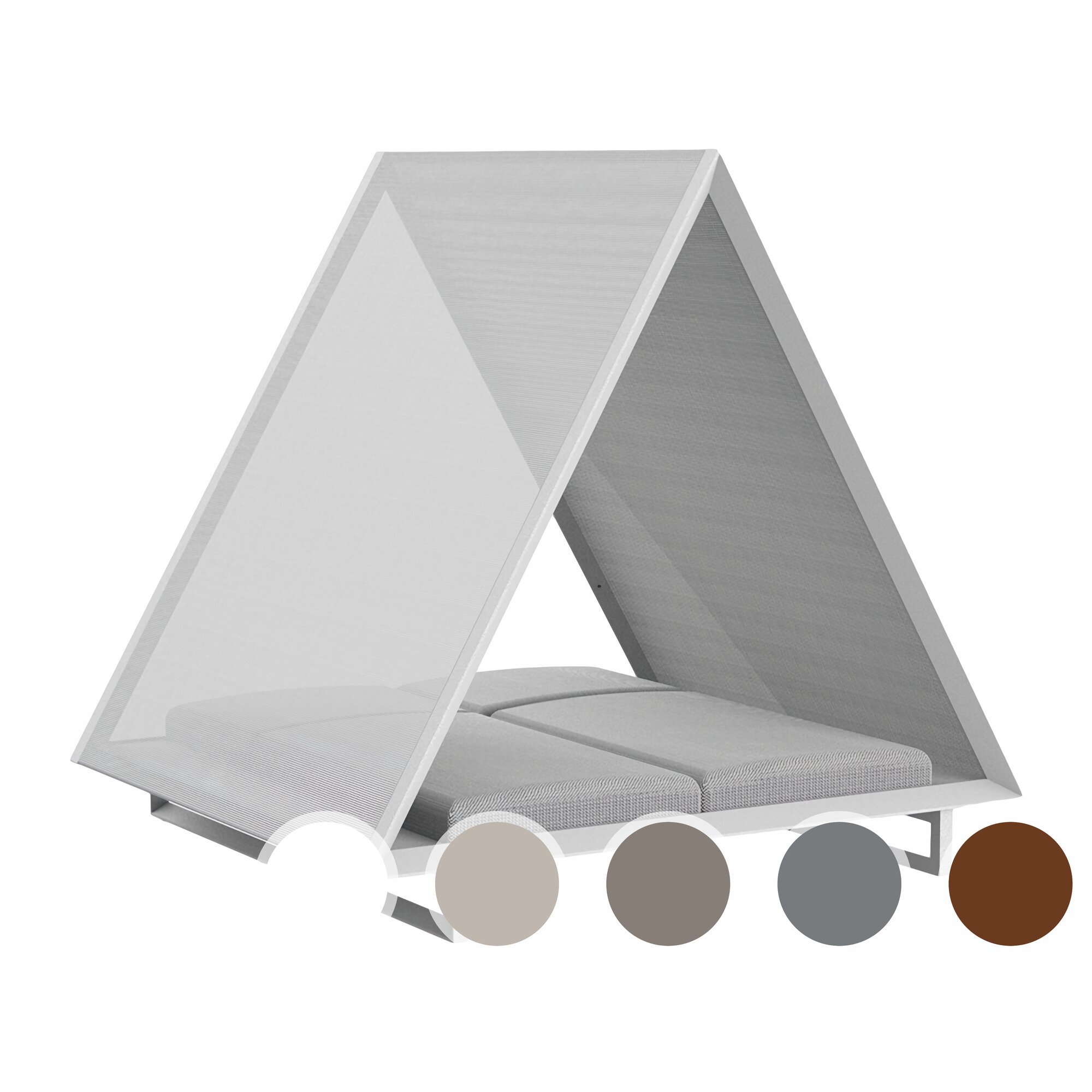 Vondom »VINEYARD« Outdoor Daybed Stoffdach White mit Bezug Silvertex White 4004 / Sunvision White Image