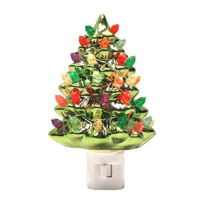 RAZ Imports 21098 - 5.75" VINTAGE METALLIC TREE NIGHT LIGHT (4120022) Christmas Night Light