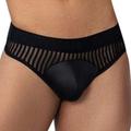 CandyMan Striped Mesh Thong - Black S/M