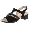Sandalette ARA "LUGANO", Damen, Gr. 4,5 (37,5), schwarz, Ziegenveloursleder, unifarben, elegant, Schuhe, Sommerschuh, Sandale, Blockabsatz, in Schuhweite H (= sehr weit)