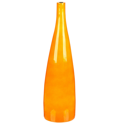 Blumenvase Orange Terrakotta 50 cm Handgemacht Langer Hals Schmale Öffnung Flaschenform Bodenvase Deko Accessoires Wohnz
