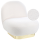 Sessel Weiß Bouclé Stoff Gepolstert mit Goldenem Bein Ohne Armlehne Modern Elegant für Wohnzimmer Schlafzimmer Flur