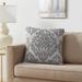 Tahari Home Bristol Damask Cotton Decorative Pillow, 20"x20", White/ Grey - White/ Grey