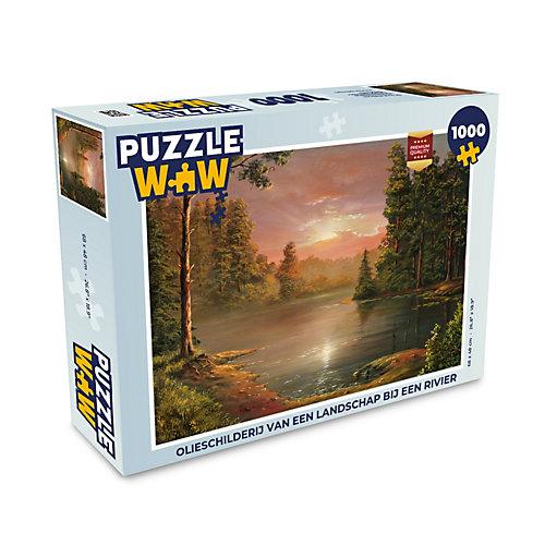 Puzzle 1000 Teile - Landschaft - Fluss - Ölgemälde - Natur