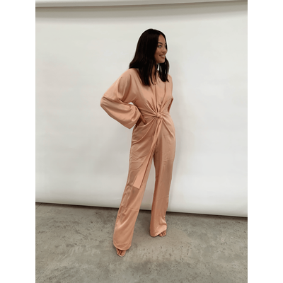 Macie Tie Knot Jumpsuit - Peach