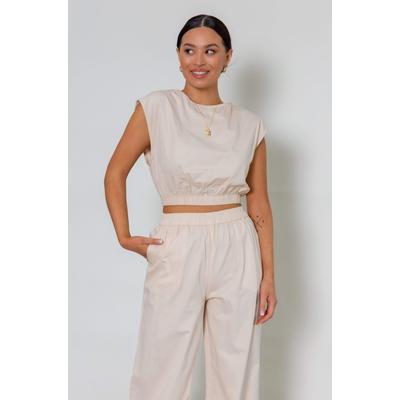 Tatum Wide Crop Top - Beige