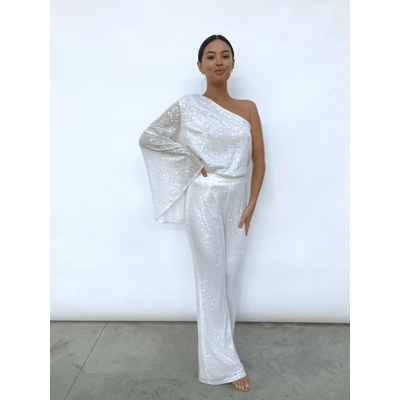 Rosie Sequin Trousers - White