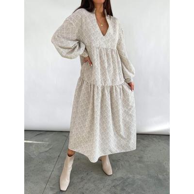 Petunia Midi Dress - Neutral Geo Spot