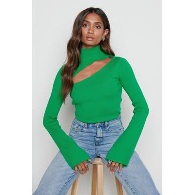Shani Cut Out Knit Top - Bright Emerald