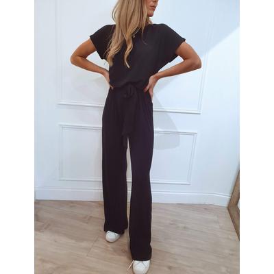 Claude Ribbed Loungewear Jumpsuit - Black