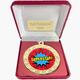 "Gold Heavyweight Superstar Medal In A Burgundy Velour Box Case With Ribbon 70mm (2 3/4\") FREE ENGRAVING"