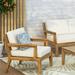 Pates Acacia Wood Outdoor Club Chair with Cushions Teak and Beige