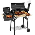 Segmart Charcoal Grill with Offset Smoker & Side Table Portable Outdoor Camping Barrel BBQ Oven with Wheels Black