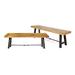 Jace Acacia Wood Outdoor Dining Benches Set of 2 Teak and Rustic Metal