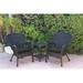 W00214-2-CES017 Windsor Black Wicker Chair & End Table Set with Black Cushion