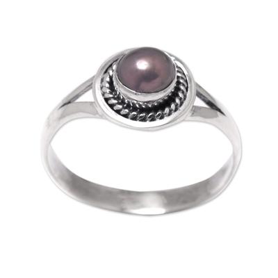 Perfect Shield,'Cultured Pearl & Sterling Silver Single Stone Ring from Bali'