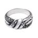 Braided Jungle,'Braided Sterling Silver Band Ring with Traditional Motifs'