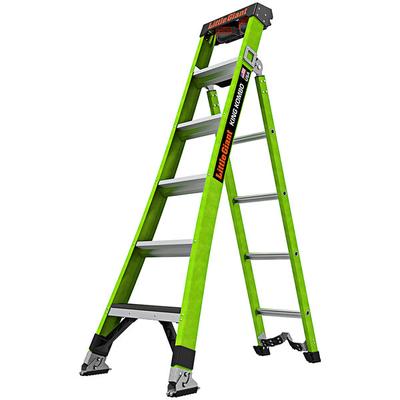 Little Giant King Kombo Technical 6' Type 1AA Green Fiberglass 3-in-1 All-Access Combination Ladder with Grip-N-Go Hinge 13906-074 - 375 lb. Capacity