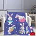 Easter Rabbit Bunny Flannel Blanket With Pillow Cover For Bed Couch Living Room Sofa Chair Super Soft Flannel Blanket Easter Bunny Blanket For Kids and Adults