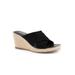 Wide Width Women's Hastings Heeled Sandal by SoftWalk in Black Suede (Size 9 W)