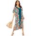 Plus Size Women's V-neck Tunic Cover-Up Dress by Swimsuits for All in Animal Palm Print (Size 6/8)