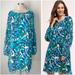 Anthropologie Dresses | Anthropologie Chloe Oliver Teal Tropical Palm Tree Blouson Swing Dress Women's M | Color: Blue/Green | Size: M