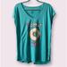 Disney Tops | Disney Parks V-Neck T-Shirt Size Xl “I Donut Run” Graphic Print Aqua Blue | Color: Blue | Size: Xl