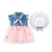 Qufokar Infant Fall Outfit Girl 0-3 Girls 7 Dress Hat Set Baby Tulle Girls Star 6M-3Y Dress Patchwork Fly Princess Sleeve Denim Rainbow Girls Dresses