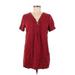 Forever 21 Casual Dress - Shift Tie Neck Short sleeves: Red Print Dresses - Women's Size Medium