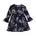 Fall Dress for Baby Girl 6 Months Kids Christmas Sweater Size 8 Girl s Casual Dress Summer Scoop Neck Long Sleeves Floral Flowy Print Plain Sundress Dress Girls Leaf Dress Girls Size 4 Dresses