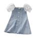 12 Year Girls Dress Girls Elegant Ball Gown Lace Dress for Party Toddler Kids Baby Girls Puff Sleeve Lace Mesh Dress Girl Denim Dresses Sundress Girls Knit Dresses Girls Holiday Outfit Size 10