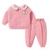 Qufokar Baby Clothes Sets 6 Months Baby Jacket Child Kids Toddler Baby Boys Girls Long Sleeve Cute Cartoon Embroidered Sweatshirt Pullover Tops Solid Trousers Pants Outfit Set 2Pcs Clothes
