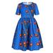 Girl Christmas Dress Child Clothes Girl Toddler 16Y Traditional Short Neck Round Princess Dashiki Kids Dress Ankara Sleeve African Dresses for Little Girls Big Girls Embroide Dresses