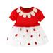 Children Place Dresses for Girls Halter Wedding Dress Printed Tulle Short Girls 6M-3Y Ruffles Baby Dress Sleeve Strawberry Princess Girls Christmas Dresses Teal Pageant Dresses for Big Girls