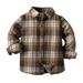 Qufokar Boy Long Sleeve Shirts Boys 10 12 Toddler Boys Long Sleeve Winter Autumn Shirt Tops Coat Outwear for Babys Clothes Plaid Brown