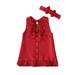 Simple Long Sleeve Dress 5t Dress Maxi Outfit Dress+Headband Baby Bow Casual Girl Sleeveless Set Girls Dress&Skirt Dress up Clothes Rack for Little Girls Long Dress Toddler Girl