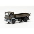 Herpa Militär LKW Modell Mercedes-Benz Axor Dreiseitenkipper / „Bundeswehr“, originalgetreu im Maßstab 1:43, Modell LKW für Diorama, Modellbau Sammlerstück, Deko Armee Miniaturmodelle aus Kunststoff