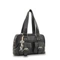 Catwalk Collection Handbags - Medium Leather Top Handle Bag For Women - Handbag With Multiple Pockets And Compartments - CAROLINE - Black