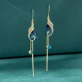 Boucles d'oreilles longues paon en cristal pour femme boucles d'oreilles élégantes boucle