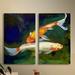 ArtWall Feng Shui Koi Fish by Michael Creese 2 Piece Painting Set on Canvas Metal in Green/Orange | 24 H x 32 W x 2 D in | Wayfair 0cre012b2432w