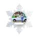 The Holiday Aisle® Personalized Friendly Folks Cartoon Snowflake Pick Up Truck Christmas Holiday Shaped Ornament Plastic in Blue/Gray | Wayfair