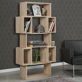 East Urban Home Brinn 62.99" H x 33.07" W Geometric Bookcase Wood in Brown | 62.99 H x 33.07 W x 11.81 D in | Wayfair